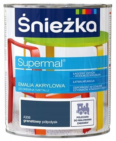 Supermal Emalia Akrylowa Do Drewna I Metalu A306 Granat Półpołysk 0,8L