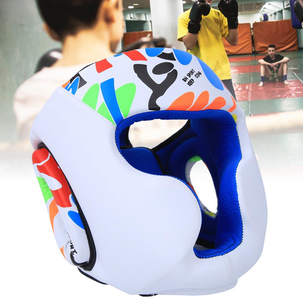 BN FIGHT Graffiti Children Helmet Heads Guard Protective Gear for Boxing Muay Thai Taekwondo TrainingS size  white
