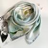 Spring and Autumn New Lotus Plain Crepe Satin Printed Shawl Premium 100 Mulberry Silk Silk Scarf Versatile Silk Square Scarf