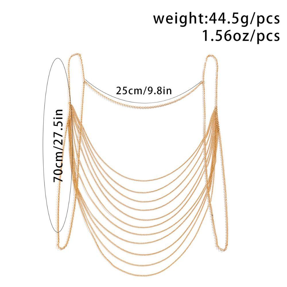 Многослойное ожерелье с кисточками, металлическая цепочка для тела, золото, женские украшения для тела, цепочка для груди для бикини, женская