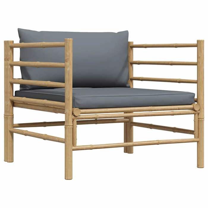 Maison Exclusive - Canapé de jardin avec coussins gris foncé Bambou