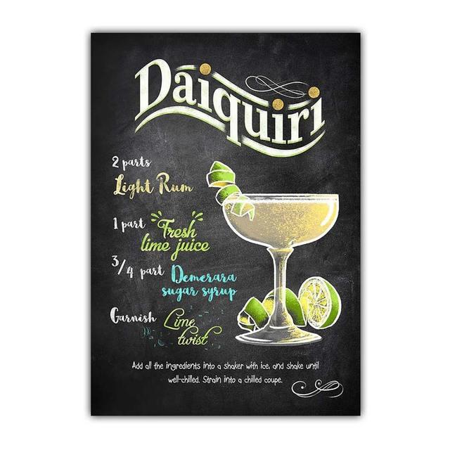 Graffiti Art High Foot Wine Glass Canvas Painting Bar Restaurant Wall Art Cocktail Menu Picture for Living Room Home Decor No Frame