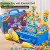 233 шт./компл. детский игрушечный ящик для инструментов с электрической дрелью, имитация винтов, поворотный верстак, образовательная головоломка, строительство, портативный игрушечный ящик для инструментов