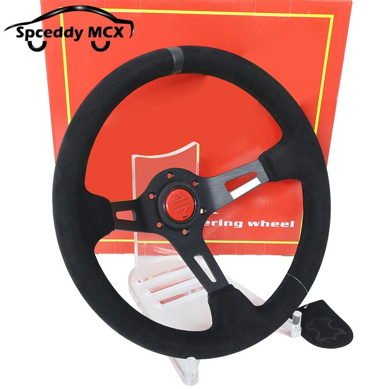 13.5inch 335mm Racing Steering Wheel Suede Deep Dish Car Sports
