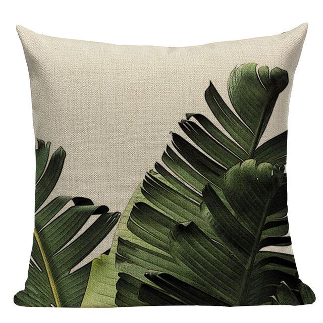 Tropical Plants Palm Tree Printed Decorative Throw Pillow Cushion Cover Case Green Leaf Leaves Cushion Case For Sofa Home