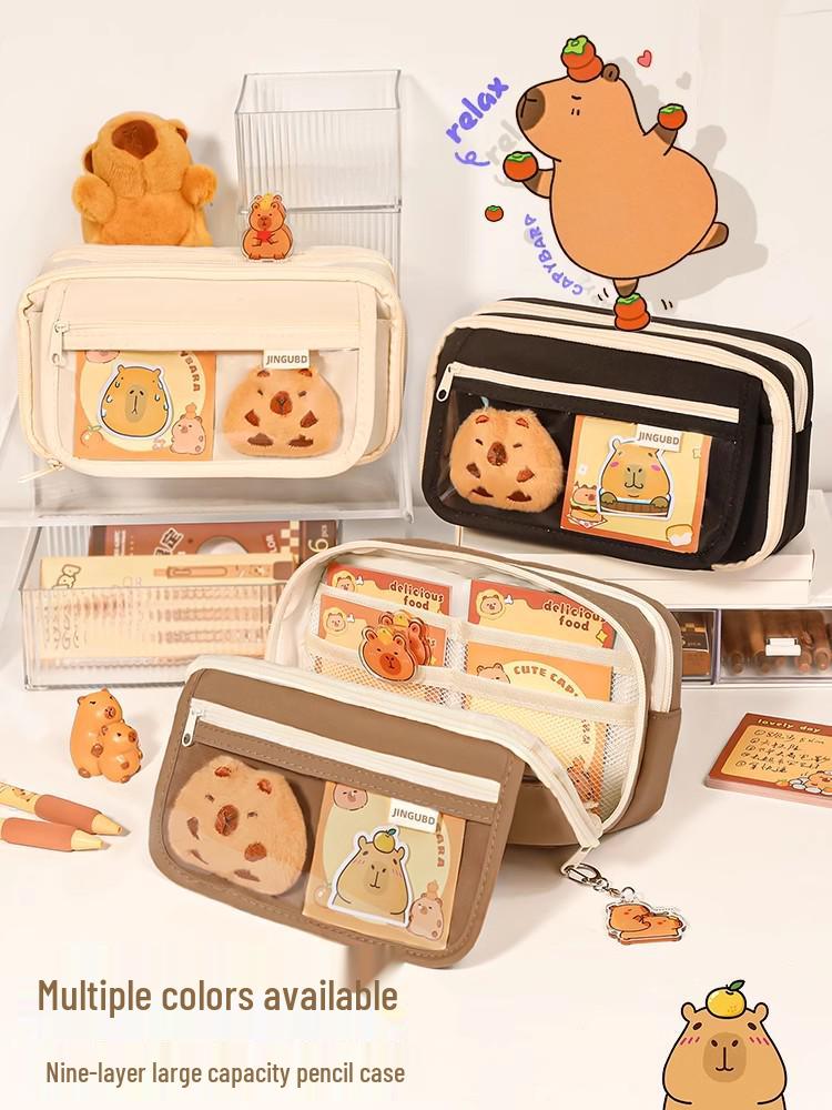 Капибара Прозрачный пенал большой вместимости, грязеотталкивающий, милый и стильный для учеников средней школы