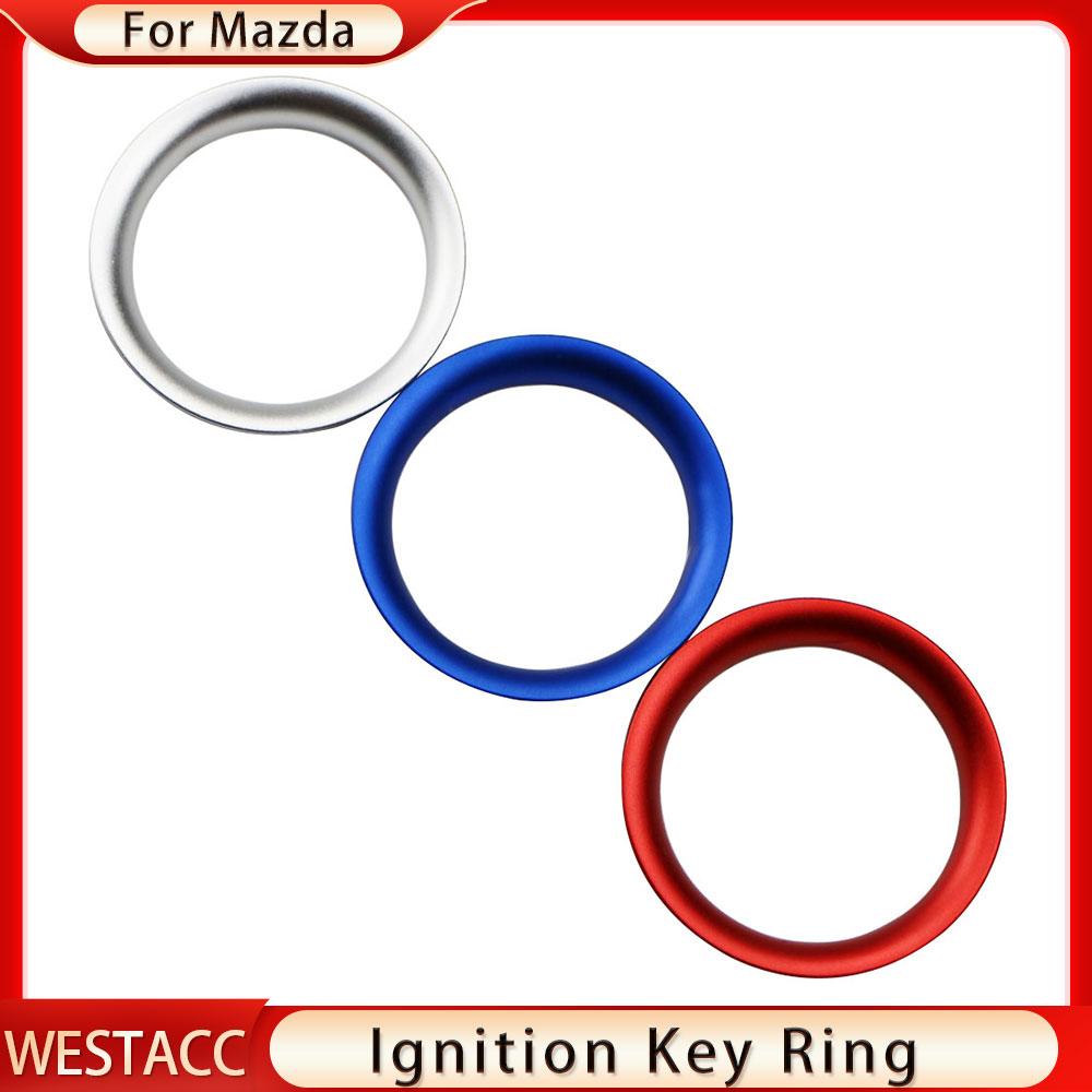 Кнопка запуска двигателя автомобиля, стоп-переключатель зажигания, кольцо для ключей, наклейка, накладка для Mazda CX5 CX3 CX4 Cx-3 3 6 Axela Atenza