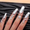 Charm Ladies Flower Finger Nail Art Ring Silver Color Nail Rings Fashion Personality Women Jewelry Gift