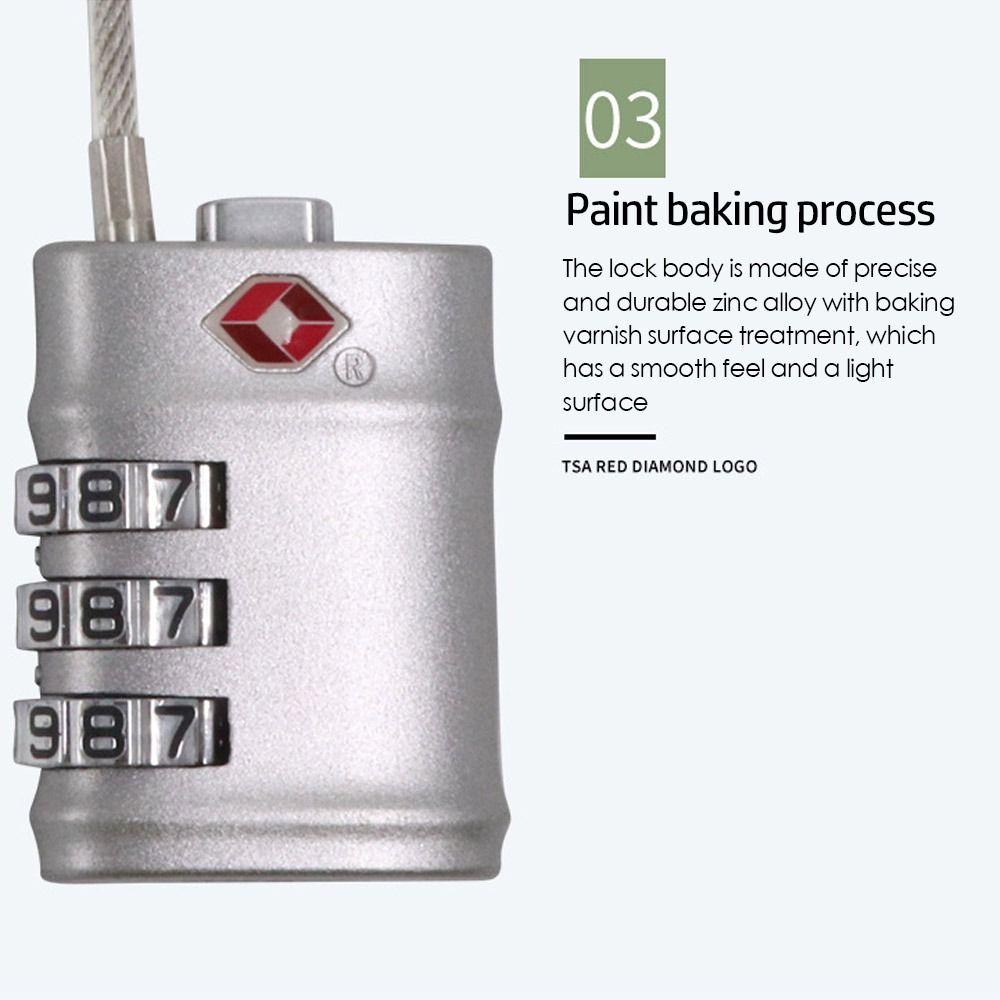 Portable Padlock TSA Customs Lock Smart Combination Lock Padlock with Steel Cable Customs Code Lock
