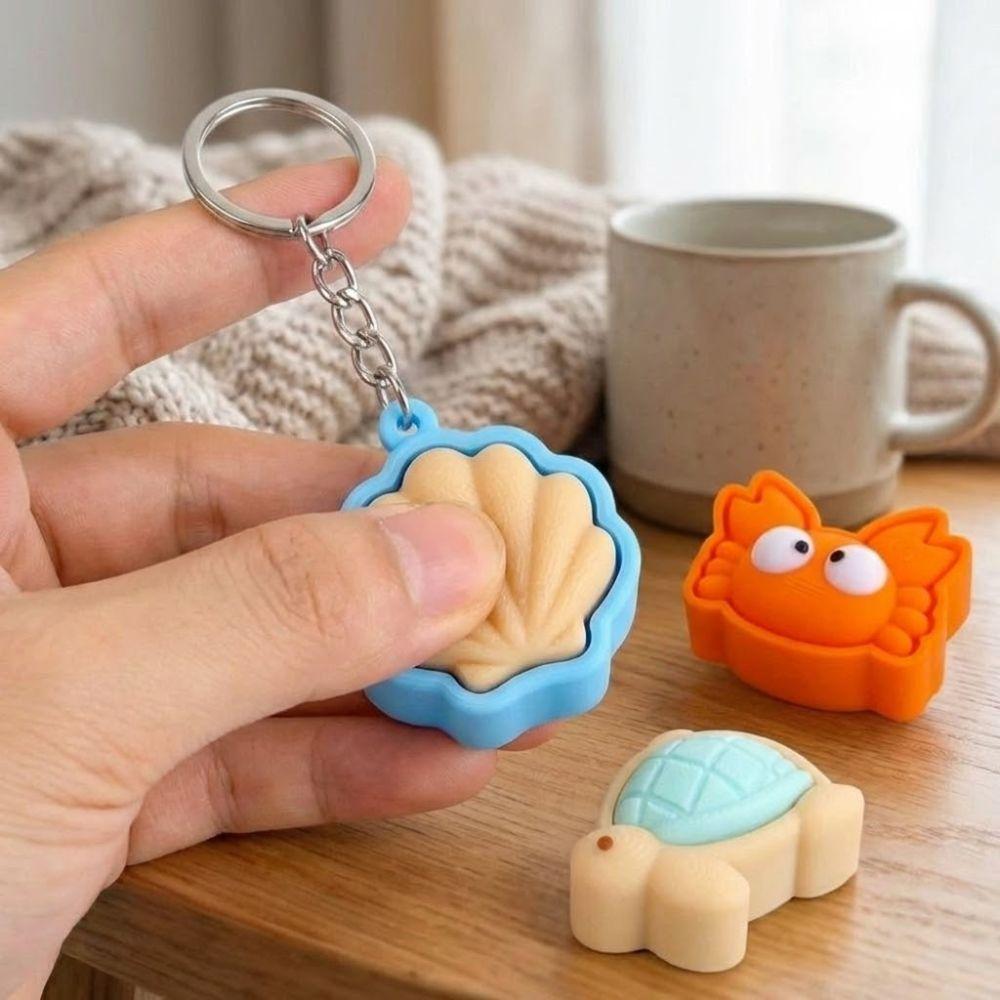 Mini Turtle Clicker Keychain Cute Animal Fidget Sensory Toy Button Clicker Keyring Venting Toys