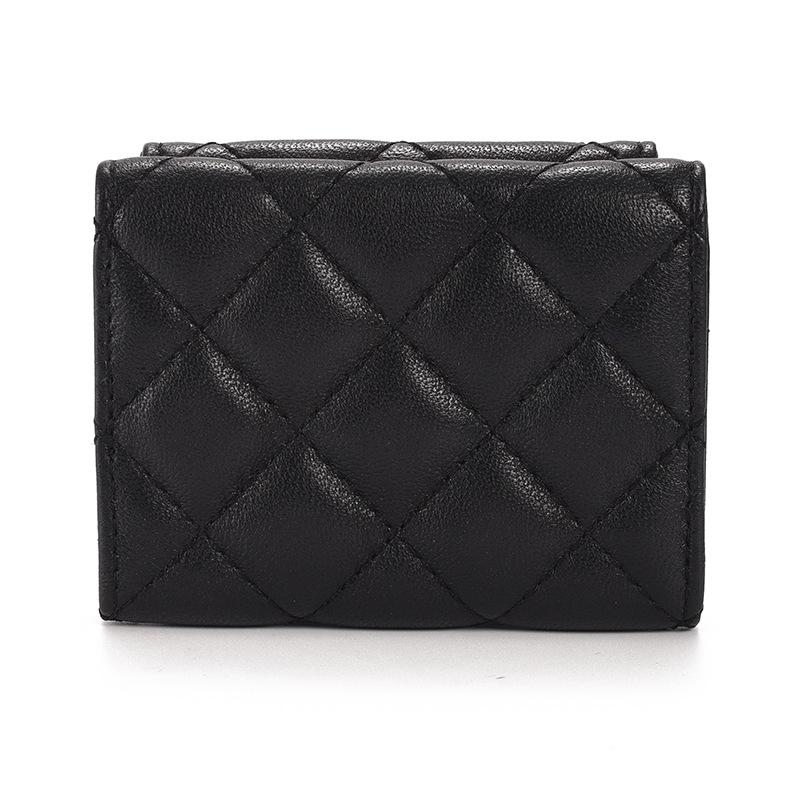 Короткий кошелек из овчины с ромбовидным узором – Элегантный европейский и американский стиль, кошелек с клапаном для монет для женщин