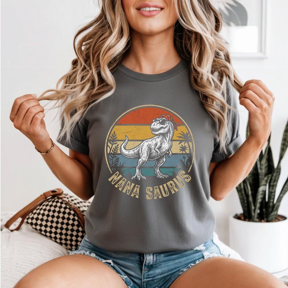 Nanasaurus Rex Retro Vintage Mothers Day Unisexs Shirt Family Gift Nana