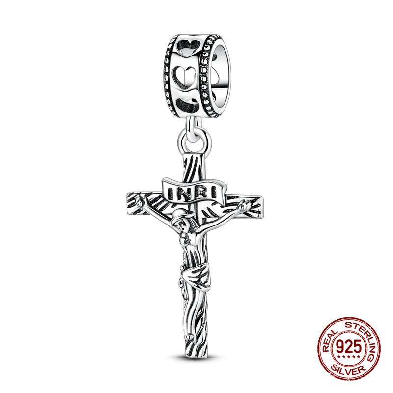 Original Charms Copper Fashion Synthetic Zircon Cross Series Charm Bead Fit 3Mm Original Bracelet For Women Diy Jewelry Gift