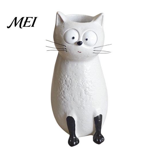 Quirky Cat Vase for Flowers, Flower Desk Decoration and Bookshelf Display, 3D Decorative Small Vases Home Office Styling Gift Giving, Resin