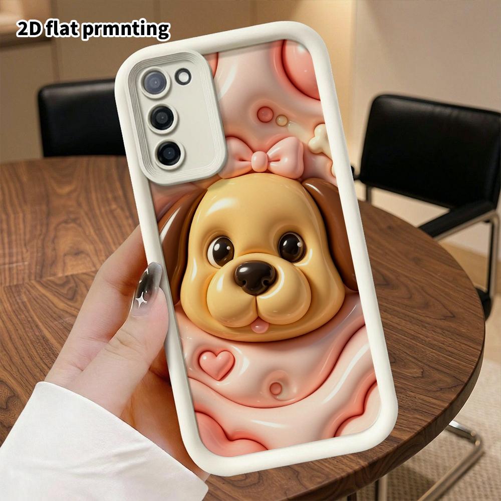 Phone Case: 2D flat design suitable for Samsung Galaxy A34 A35 M05 M06 S20 S22 S21 FE Plus 5G protective case, bowknot puppy, perfect Christmas and Ha