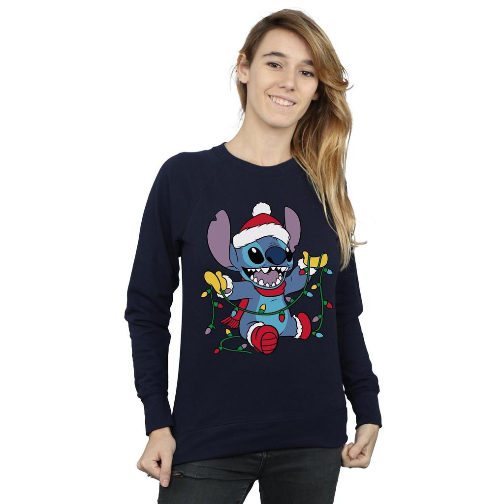 Disney Womens/Ladies Lilo And Stitch Christmas Lights Sweatshirt