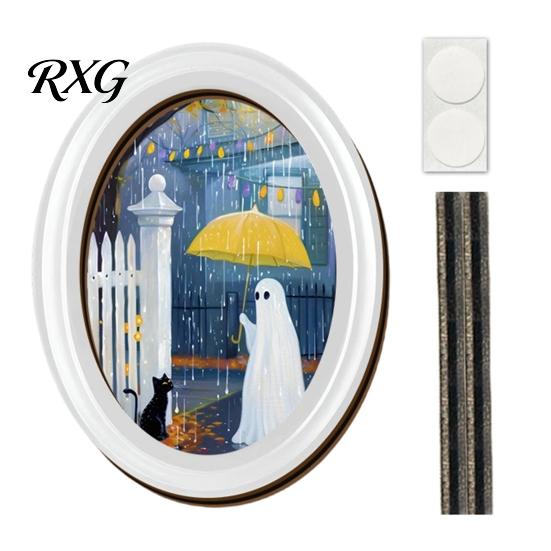 Halloween Home Decor Set Ghost Oval Photo Frame, Cute Table Sign, Decorative Framed Frames for Picture, Creative Wall Art Mantel Living Room