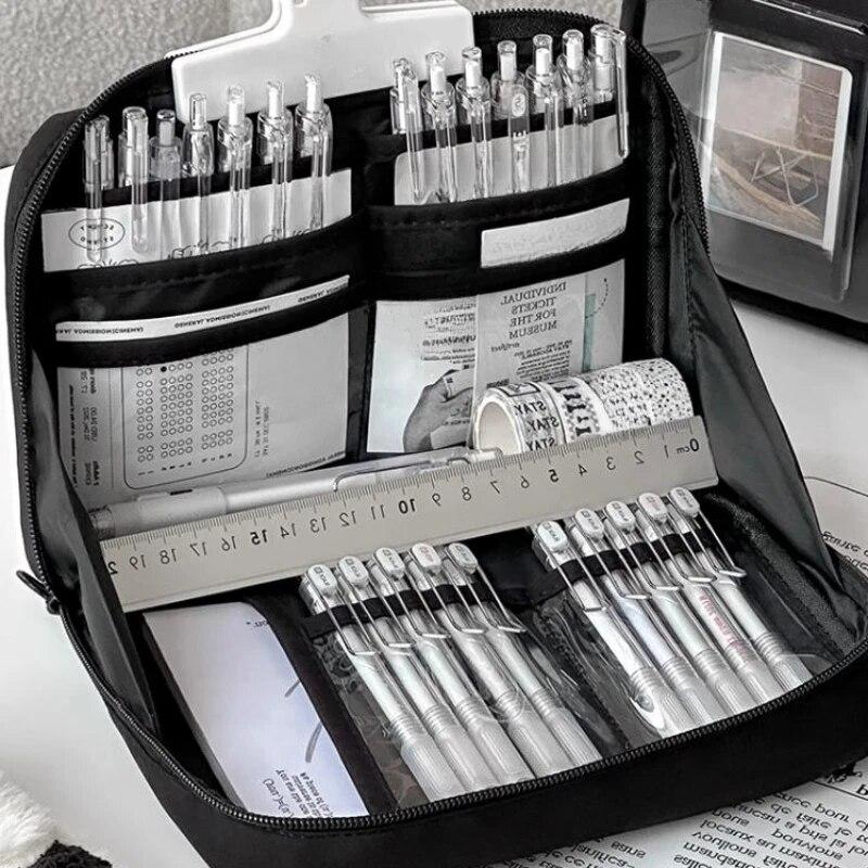 12-слойная грязеотталкивающая сумка-карандаш большой емкости с пандой, эстетическая школьная коробка, чехол для канцелярских принадлежностей, пенал на молнии, школьные принадлежности