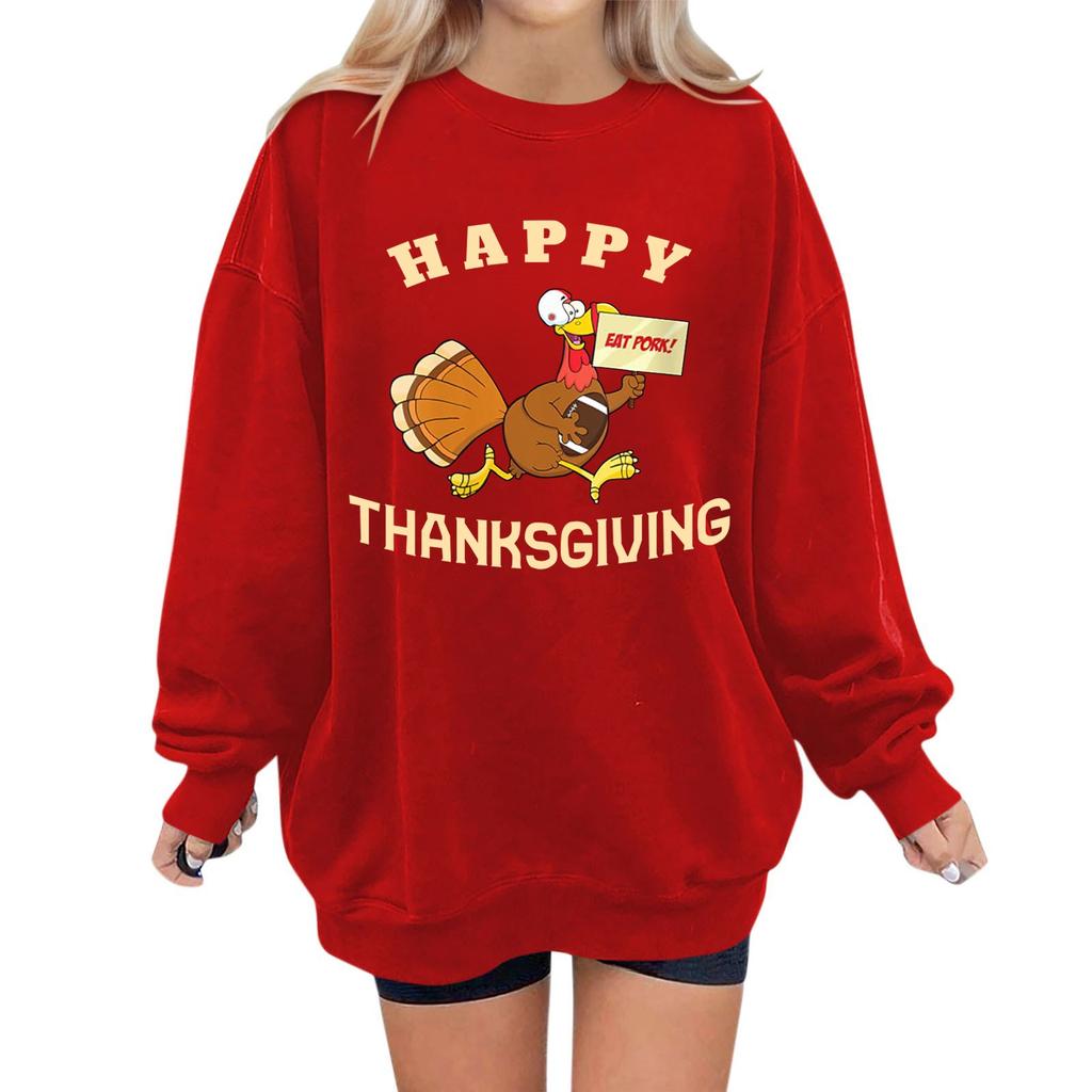 Женская мода повседневная толстовка с длинным рукавом и принтом ко Дню благодарения
