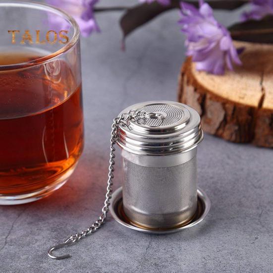Ситечко для чая с подносом, подвесная цепочка, мелкоячеистая заварочная чашка из нержавеющей стали, мини-цилиндрическая заварочная машина, многоразовый чайник, чайные аксессуары