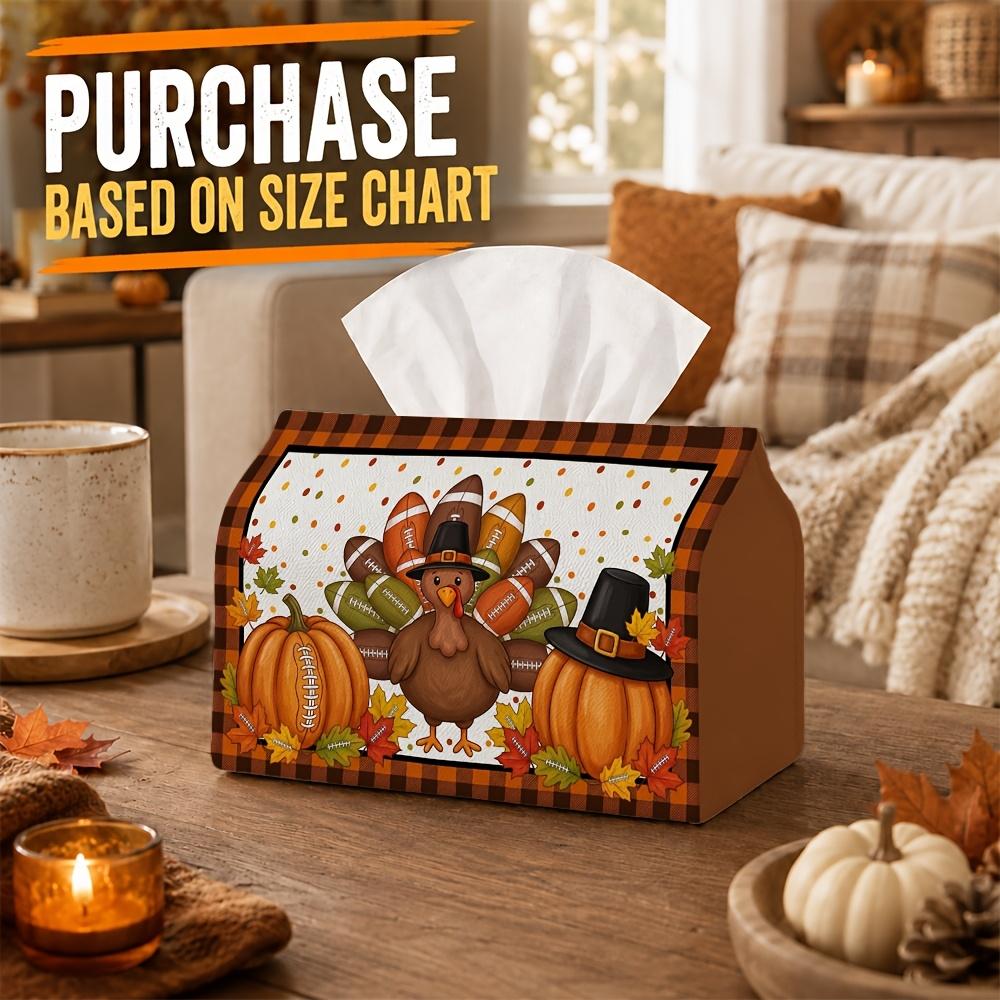 1pc Festive Pilgrim Tradition Tissue Box - Multi-functional Napkin Box,available Made of Durable Polyester, Decorated with Turkey Bird Football, Suita