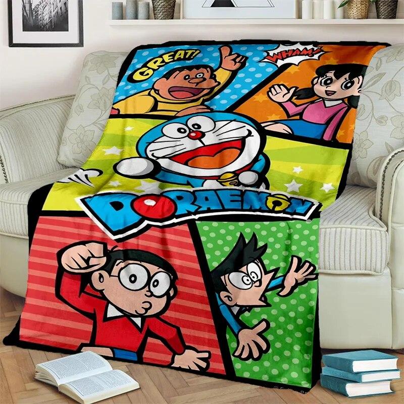3D Printing D-Doraemon Anime Cartoon Blanket,Soft Throw Blanket for Home Bedroom Bed Sofa Picnic Travel Office Cover Blanket Kid