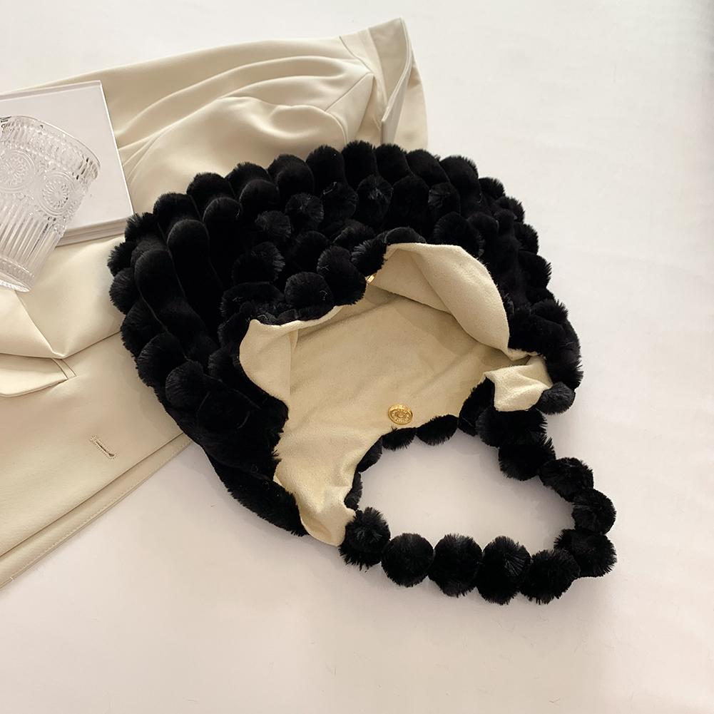 Women Plush Tote Handbag Large Capacity Soft Satchel Bag Versatile Fashion Casual Shopping Tote Bag