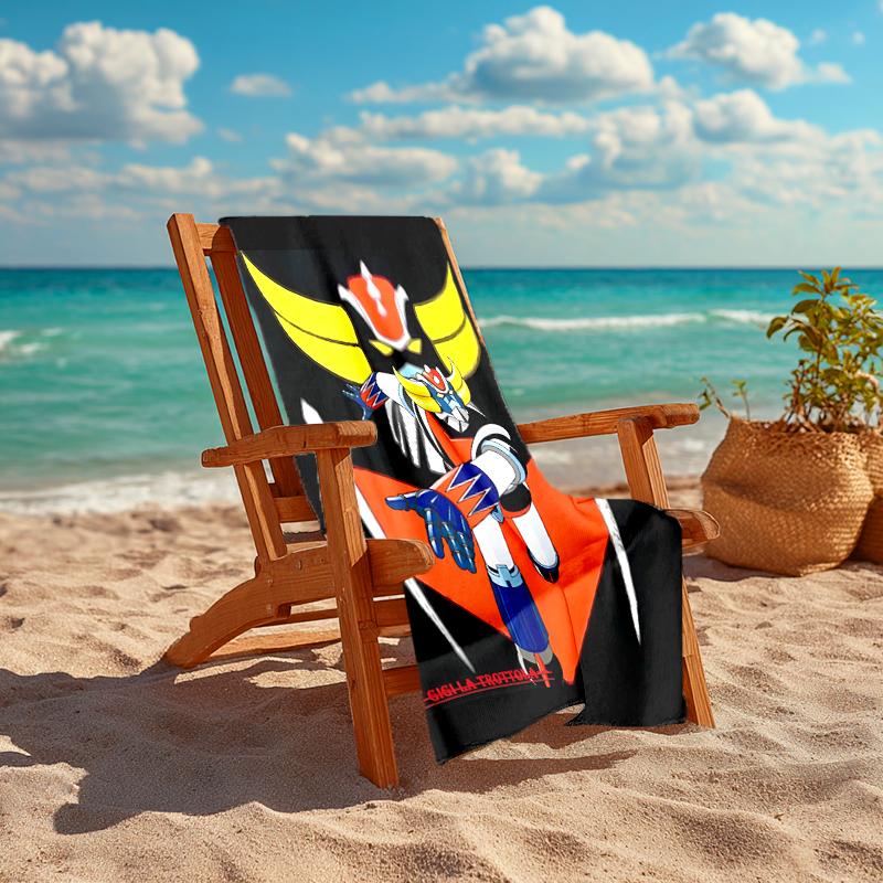 1pc UFO Robot Grendizer8 Beach Towel, Comfortable and Thick, and Swimming/Bath/Picnic/Camping Towel, Suitable for Seaside Beaches