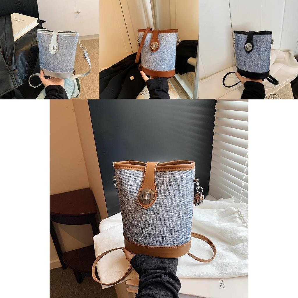 Fashionable Korean Style Casual Bucket Bag For Women In Elegant Black Silver Brown Colors