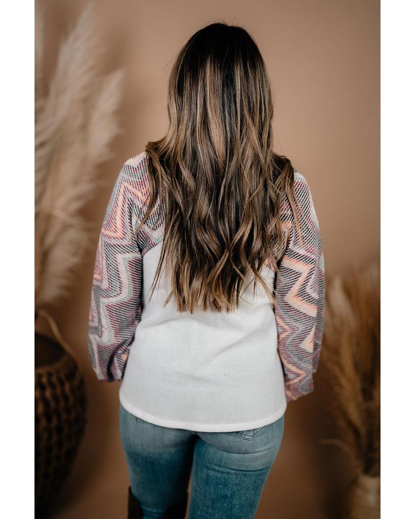 Azura Exchange Geometric Contrast Sleeved Top