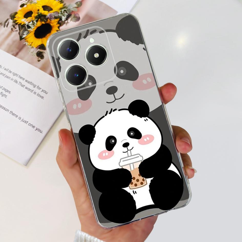 For Realme C63 4G Case RMX3939 Cover 6.75" Popular Flower Soft Silicone Clear Phone Case For Realme C61 C 61 RealmeC63 4G Bumper