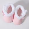 Baby Boots Unisex Baby Thick Velvet Shoes Bowknot Flower Decoration Soft Soled Toddler Shoes