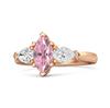 Pink Topaz Trio Stone Tapered Ring - Sterling Silver Rose Gold Vermeil