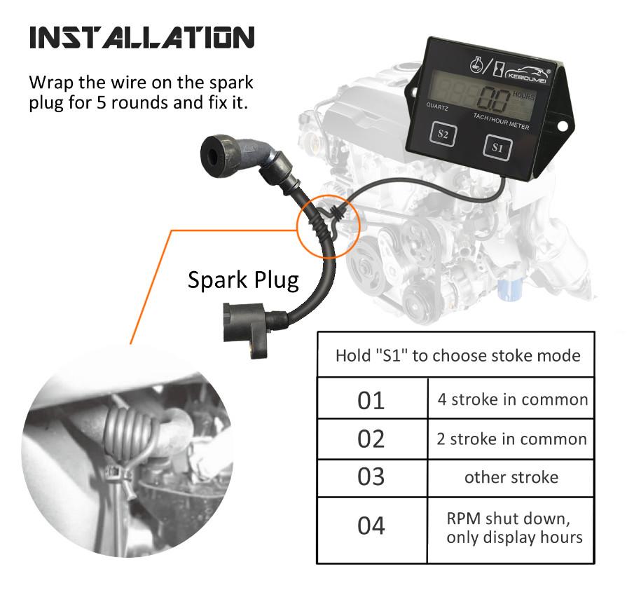 Цифровой тахометр Kebidumei, водонепроницаемый тахометр, ЖК-дисплей оборотов двигателя для мото, морской бензопилы, велосипеда, лодки