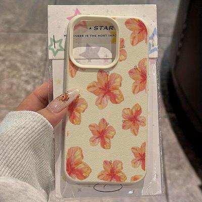 Чехол для телефона Samsung Galaxy A55 A35 A25 A15 5G A24 A23 A32 A52 A71 A72 A51 4G с рисунком цветка гибискуса, оранжевый и розовый. Мягкий чехол.
