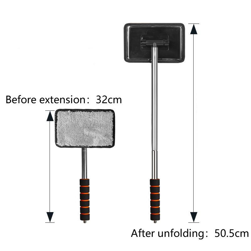 Car Windshield Wiper Cleaner 1 Set Telescopic Glass Cleaning Tool With Metal Pole for Auto Defogging Gift for Car Owners