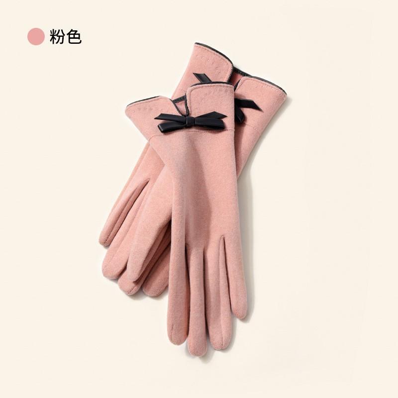 Womens Warm Fleece-Lined Cycling Gloves With Touchscreen Capability Butterfly Knot Design Winter Riding Students