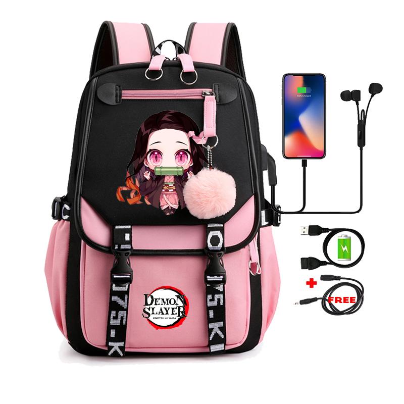 Anime Adults Large Capacity Backpack Bags Demon Slayer Nezuko Kawaii Cartoon School Bag forManga To Travel Daily Girls Bookbags