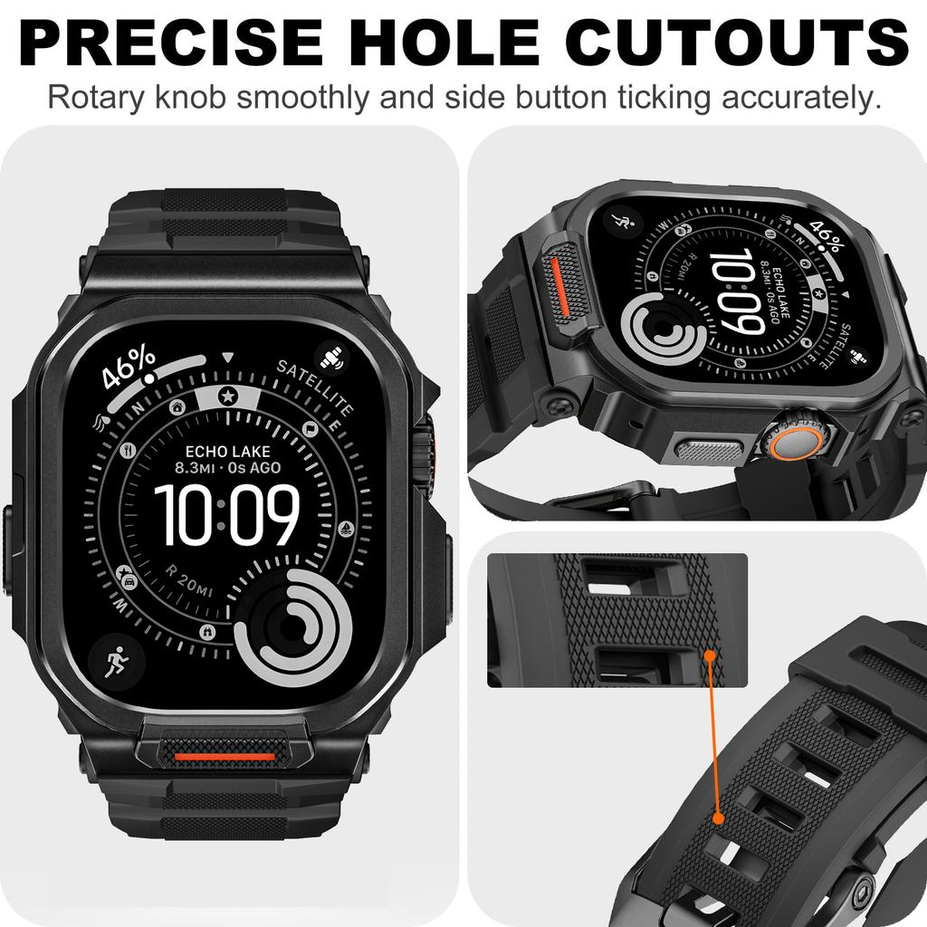 Чехол+Ремешок для Apple Watch Ultra 3 2 49мм Ремешок Аксессуары Спортивный Силиконовый Браслет+Металлический Защитный Бампер Чехол для iWatch 49мм