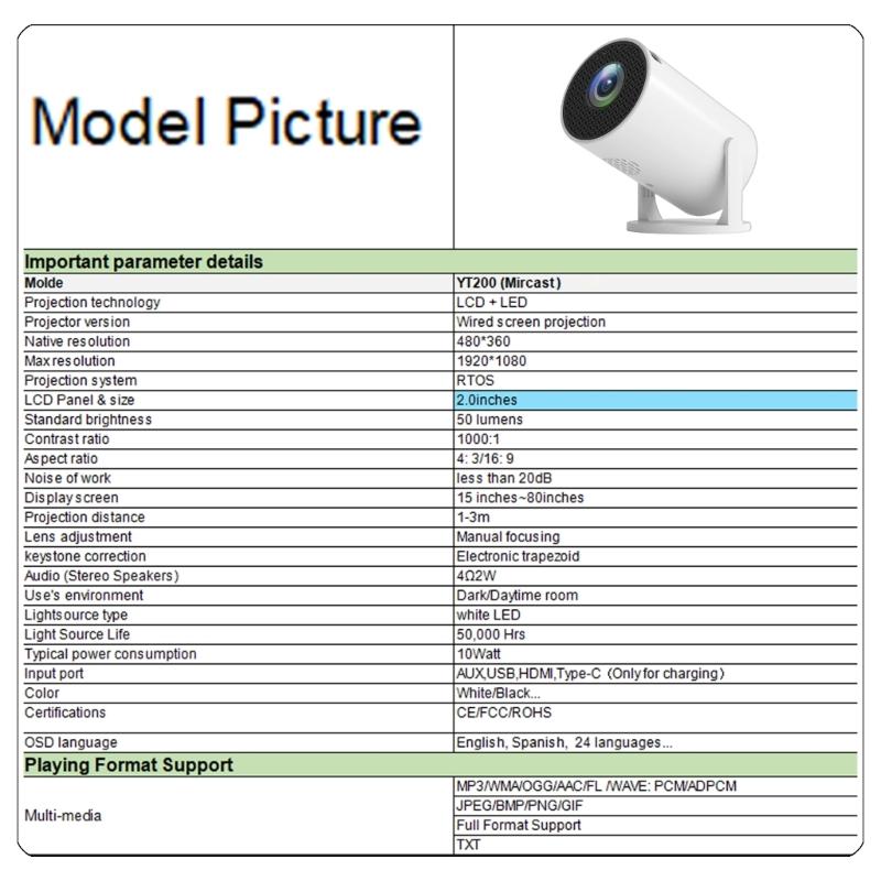 Проектор 1080P с USB-подключением, с вращающимся на 240 градусов объективом и автоматической коррекцией для использования в различных сценариях