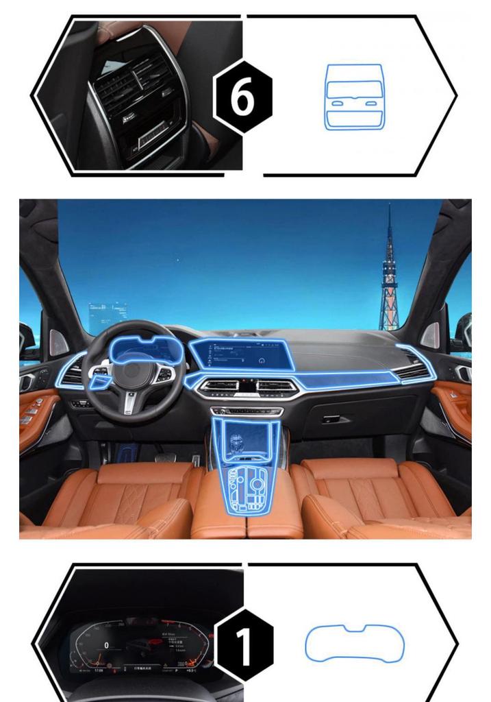 Защитная пленка для экрана и консоли BMW X5/X7 25-модельная, из ТПУ