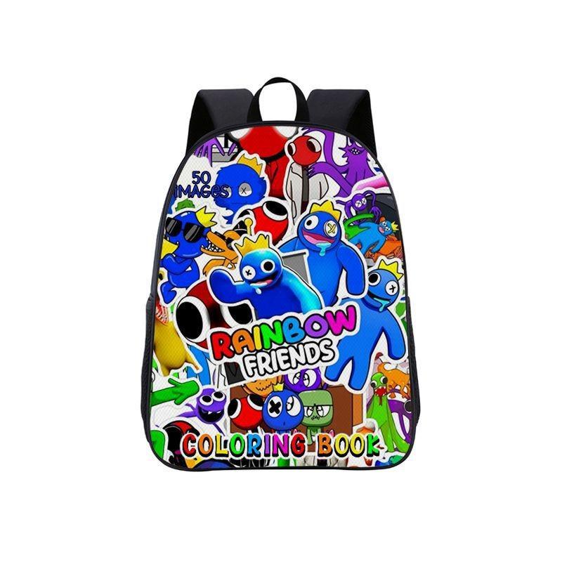 Rainbow Friends Color Anime Cartoon Print School Backpack For Boys Girls And