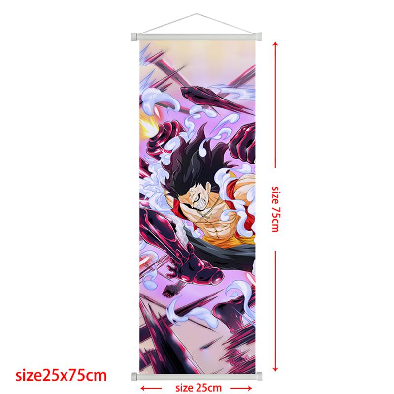 Anime One Piece Scroll Canvas Painting Zoro Sanji Luffy Home Decor Wall Hanging Ace Nami Hancock Poster Wall Art Room Decor