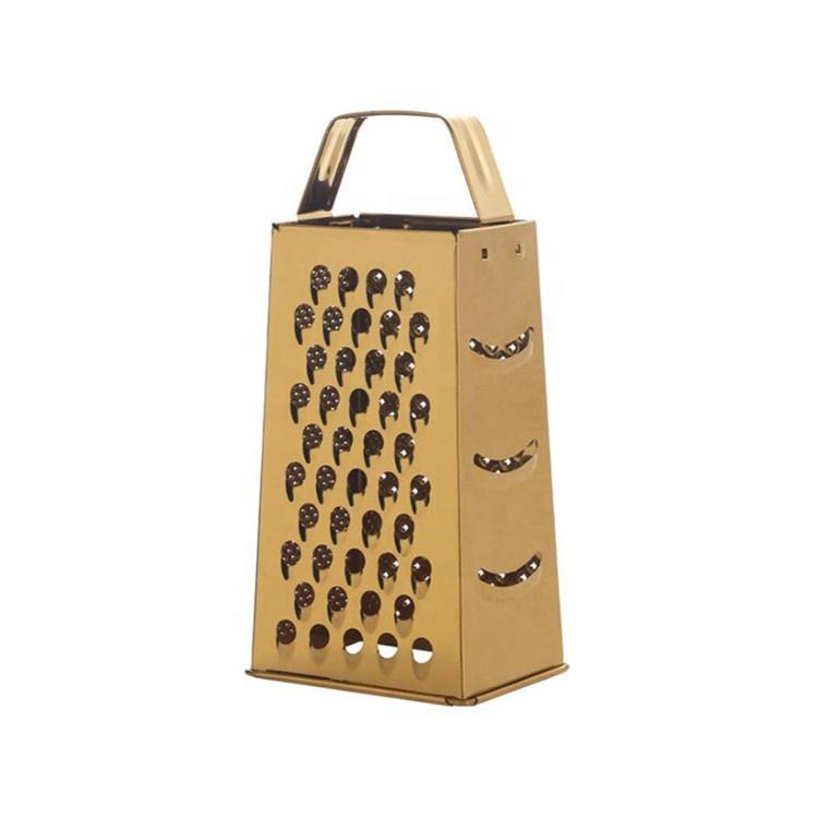 Kitchen Chef Tool 4 Sides Stainless Steel Gold Color Food Grater With Vegetables