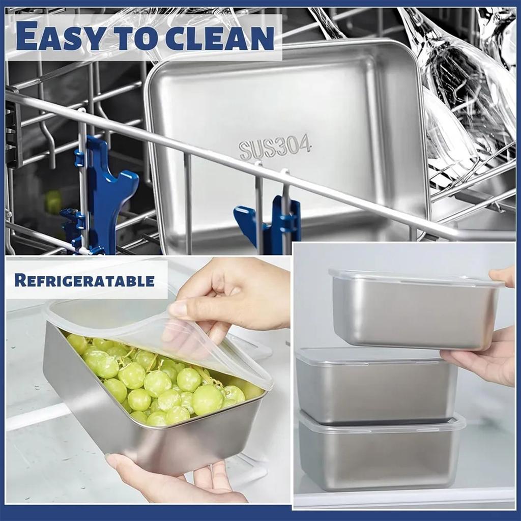 Коробка для хранения свежих продуктов из нержавеющей стали, коммерческая комплектация, оснащенная коробкой для овощей и небольших ингредиентов, запечатанная крышкой, коробка для хранения свежих фруктов
