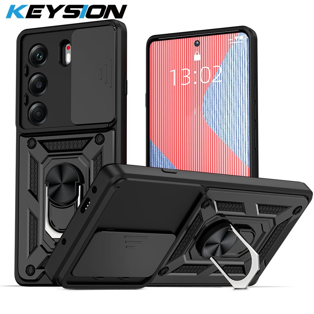 KEYSION Противоударный чехол для TECNO Camon 40 Pro 5G с защитой камеры-слайдера, металлическое кольцо-подставка, задняя крышка для телефона Camon 40 Pro 5G