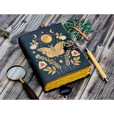 Винтажный кожаный дневник с бабочкой, блокнот для письма, блокнот для рисования, пустая книга заклинаний