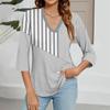 Women's V-neck Gradient Print Three-quarter Sleeve Fashion Top