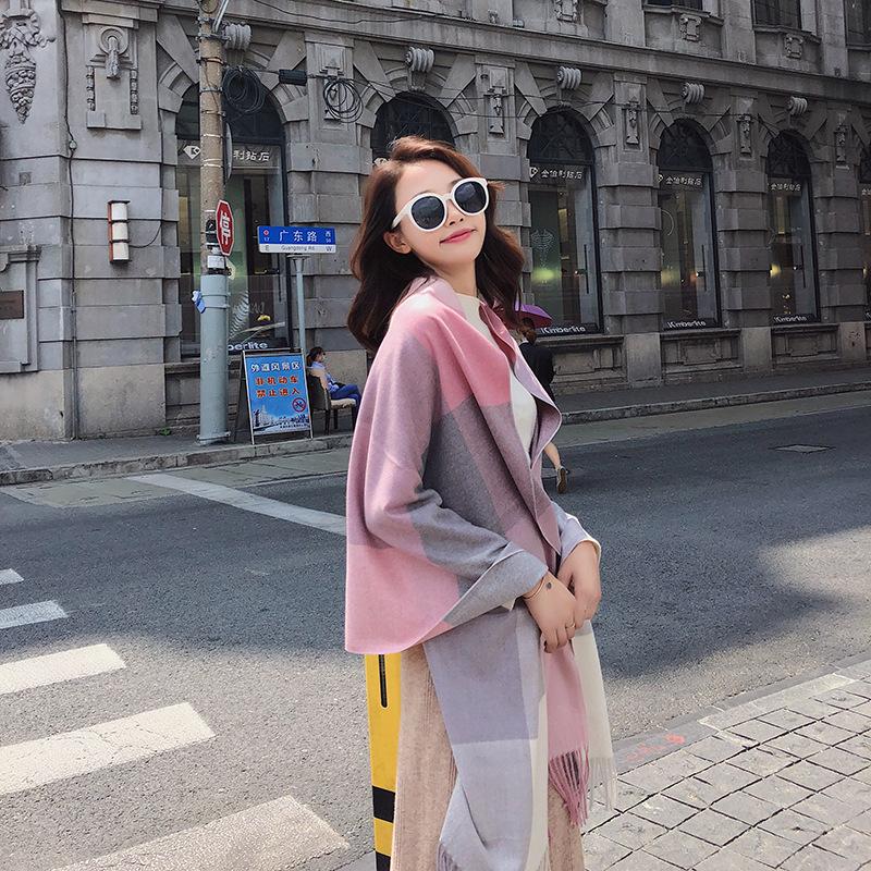 Осенне-зимний новый шарф женский утолщенный искусственный кашемир универсальный студенческий шаль длинный клетчатый шарф