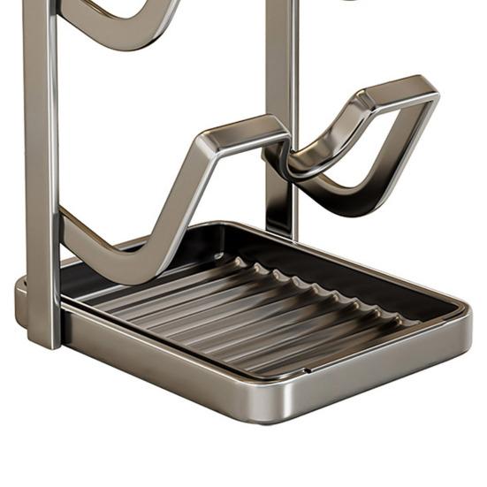 Yousheng Настольный органайзер для крышек от кастрюль, подставка для хранения крышек от сковородок со съемным поддоном для капель и подставкой для ложки, органайзер для кухонной столешницы во время приготовления пищи для крышек